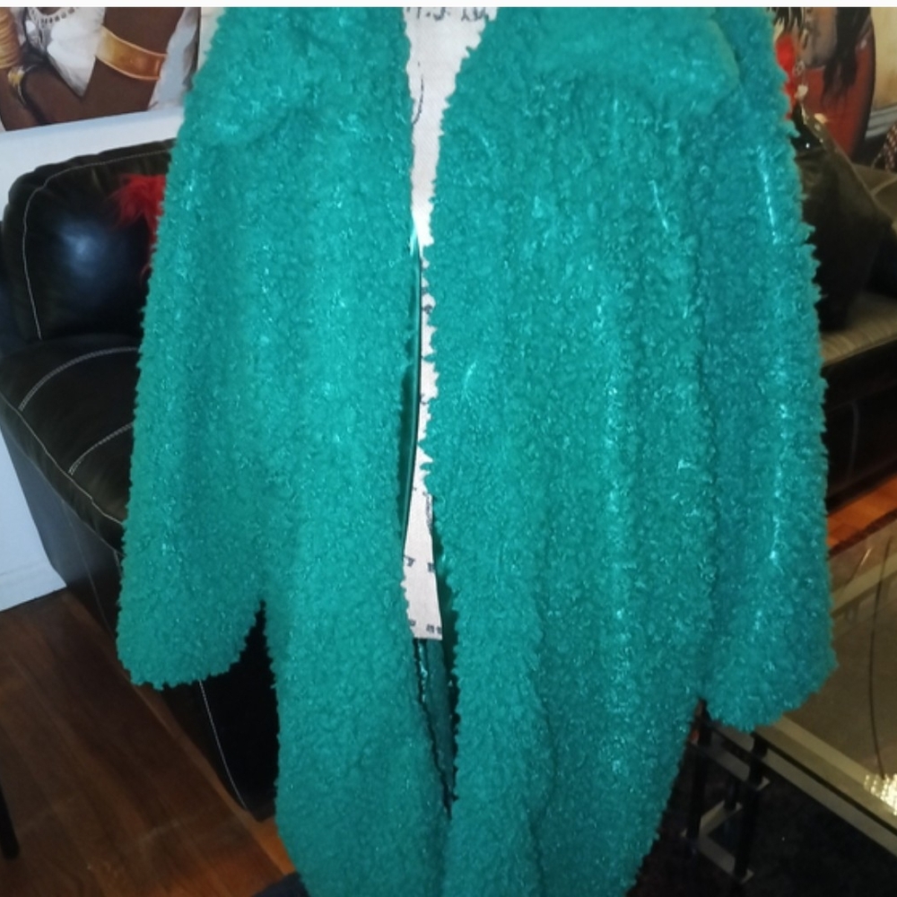Fashion Nova Teal Teddy Jacket